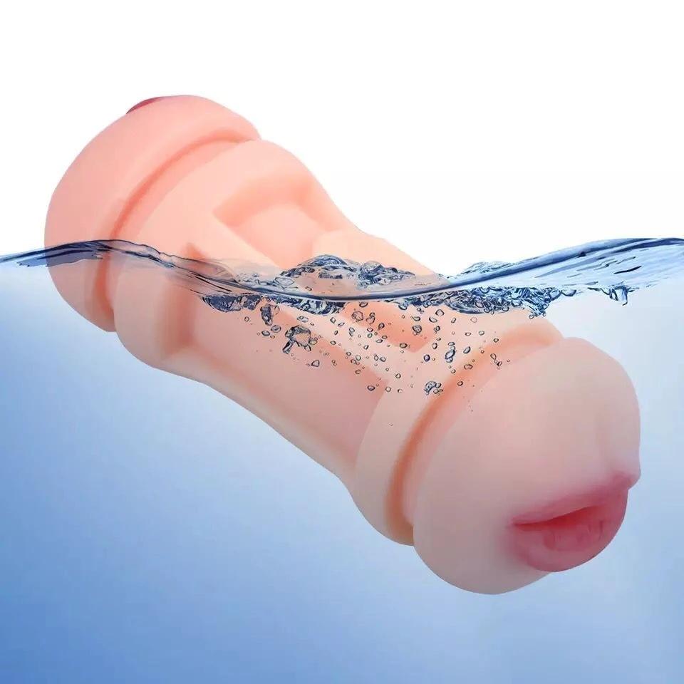Mannlig onanikopp Ekte vagina og munn Realistisk selvoppvarming Automatisk onanisugekopp vaginavibrator sexleketøy