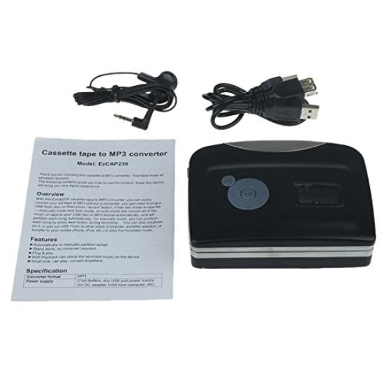 No PC Required MP3 Conversion Cassette Tape Player Easy Operation To Convert and Save Directly To USB Memory Can Also Be Used As a Regular Player