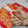 Large Stainless Steel Dragon & Phoenix Gold Ribbon Cutting Scissors - Festive Retro Tailor Scissors