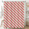 Festive Christmas Stripes: Red, White, And Green Diagonal Pattern Shower Curtain For A Joyful Holiday Bathroom Dcor