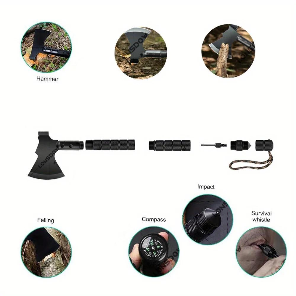 Camping Survival Axe Kit | Folding Axe with Hammer, Multitool - For Outdoor, Emergency Use, with Sheath