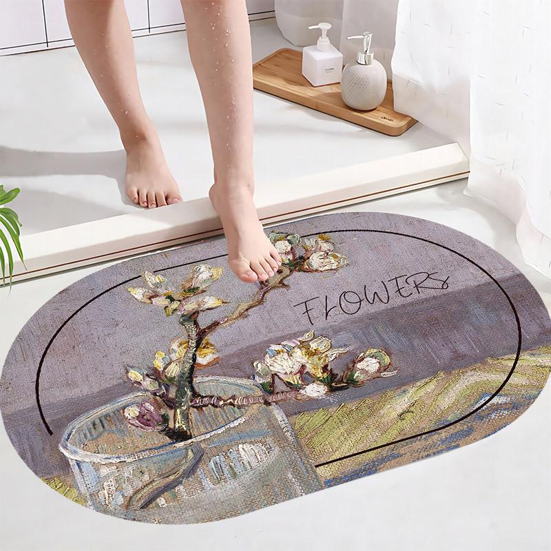 Toilet Absorbent Floor Mat Bathroom Door Absorbent Anti Slip Foot Mat Toilet Carpet