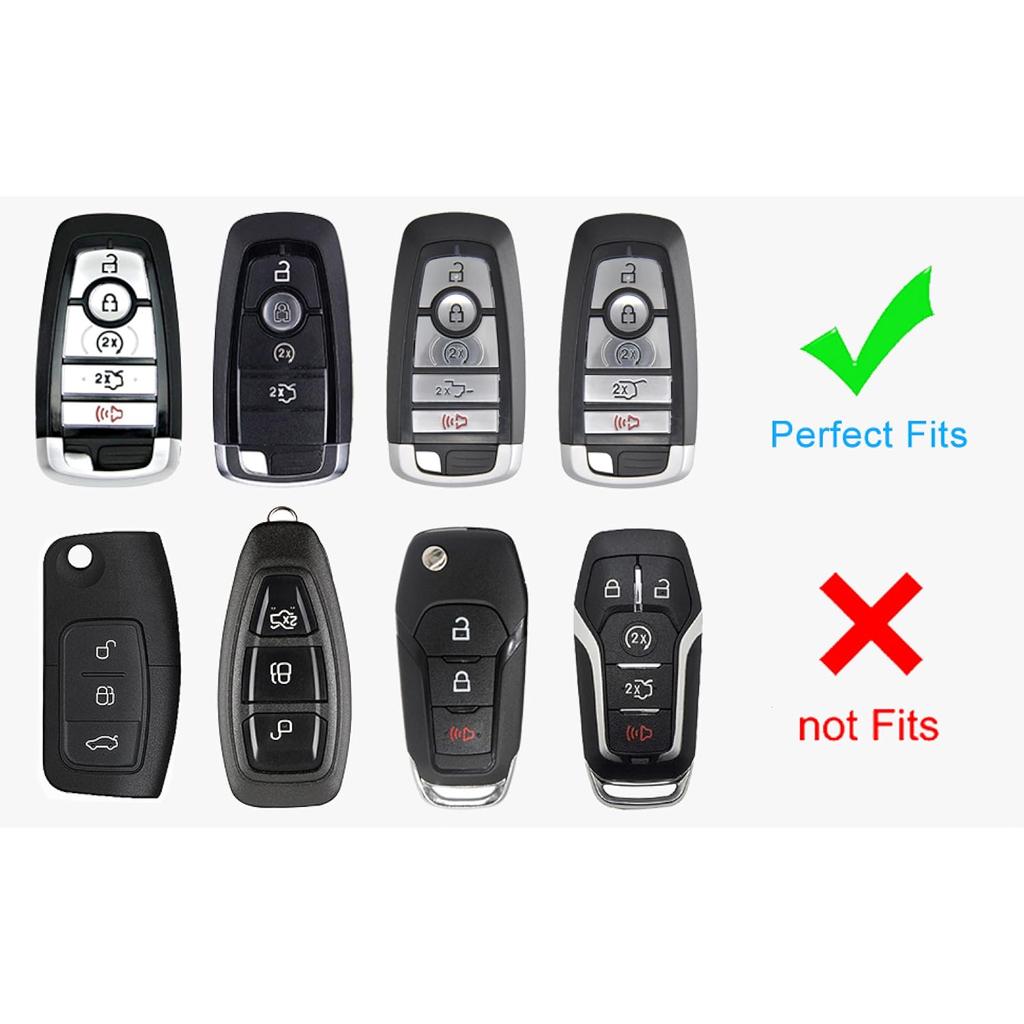 Ford Keychain Cover, Explorer Mustang Escape Edge Lincoln Premium Soft TPU Fully Protected Key Case Remote Key Holder