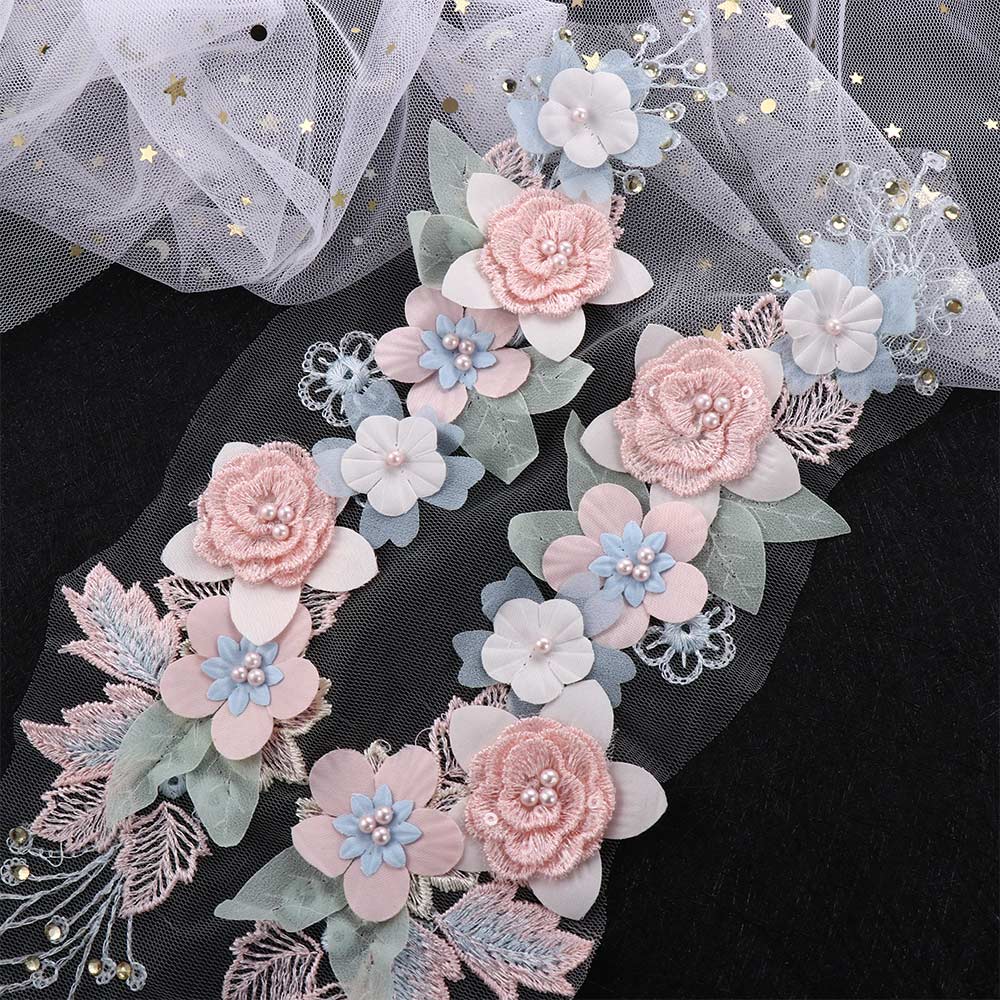 Imitation Flower DIY Sewing Decals Pearl Lace Collar For Wedding Dress Clothes Accessories Applique