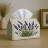 1pc Vintage Botanical Natural Tissue Box Cover,Lavender Flower Watercolor High-Quality,Waterproof,Durable,Lightweight,Foldable Storage,Ideal for Livin