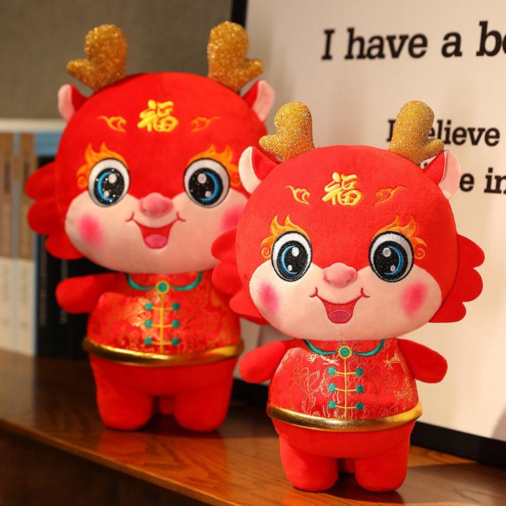 PP Cotton Tang Suit Dragon Year Mascot Toy Tang Suit Lucky Dragon Doll Plushies  New Year Gifts