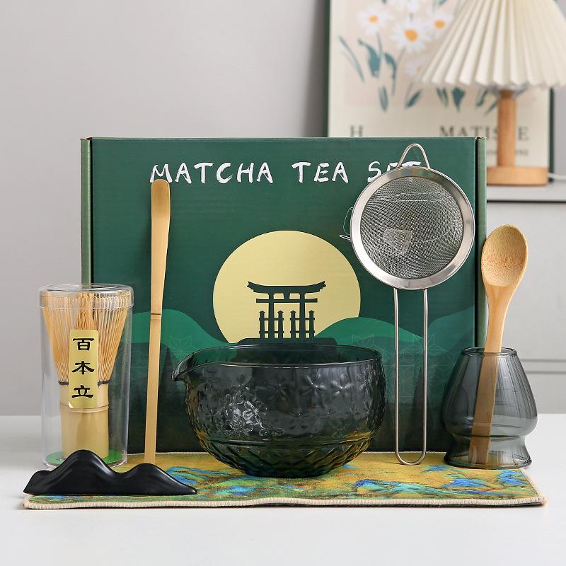 Japanese-style Glass Matcha Set, Matcha Bowl, Two-piece, Transparent, Tea Set, Matcha Whisking Tools, Tea Accessories, Gift