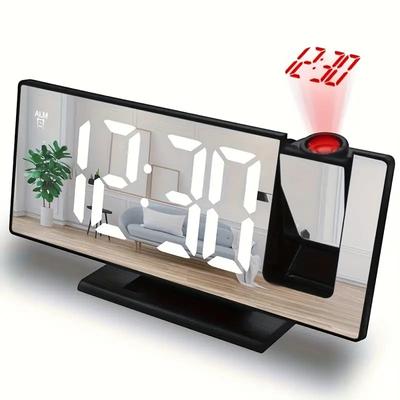 Projektionswecker Multifunktionale intelligente Leuchtuhr Schlafzimmer Großbild-Digitaluhr 180℃ Rücken- und Deckenprojektion