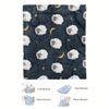 Cozy Dreamy Lamb Print Flannel Blanket - Soft  Polyester, Whimsical Sheep & Moon Design, Machine Washable, Perfect Gift for
