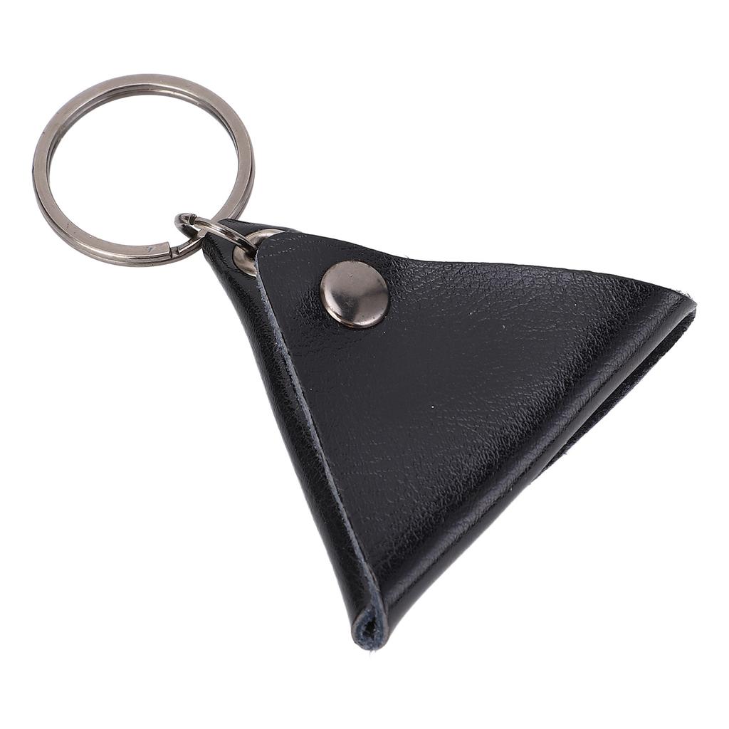 Guitar Pick Bag Faux Leather Waterproof Easy To Clean Portable Keychain Design Guitar Pick Holder Case Black