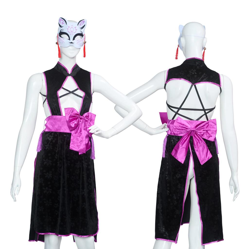 Clearstone Damen Schwarzes Shinobi Cosplay Kostüm für Halloween