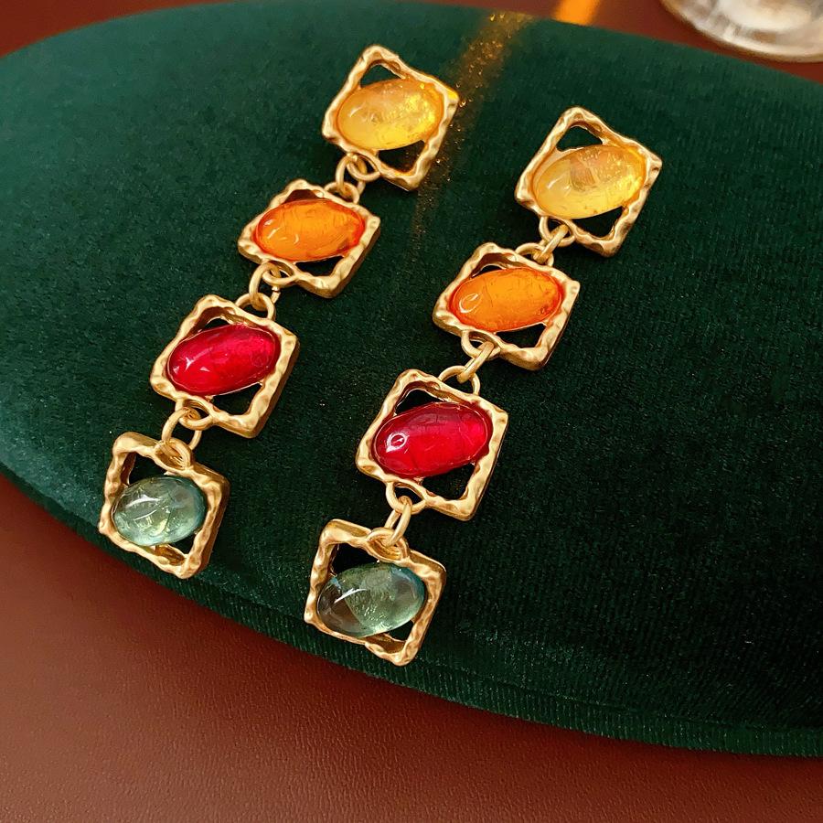 Turquoise Blue Diamond Flower Stud Earrings Necklace Light Luxury Niche Clavicle Chain Premium Jewelry Set