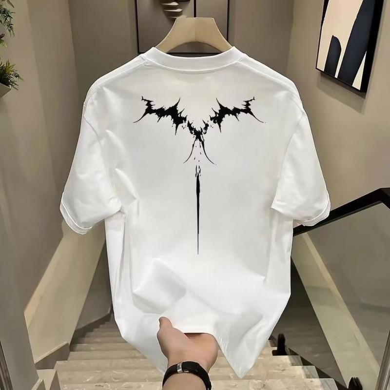 

Summer Americanstyle Trendy Casual Mens Tshirt New Style Loose Fit Pure Cotton High Street Fashion Short Sleeve 3XL