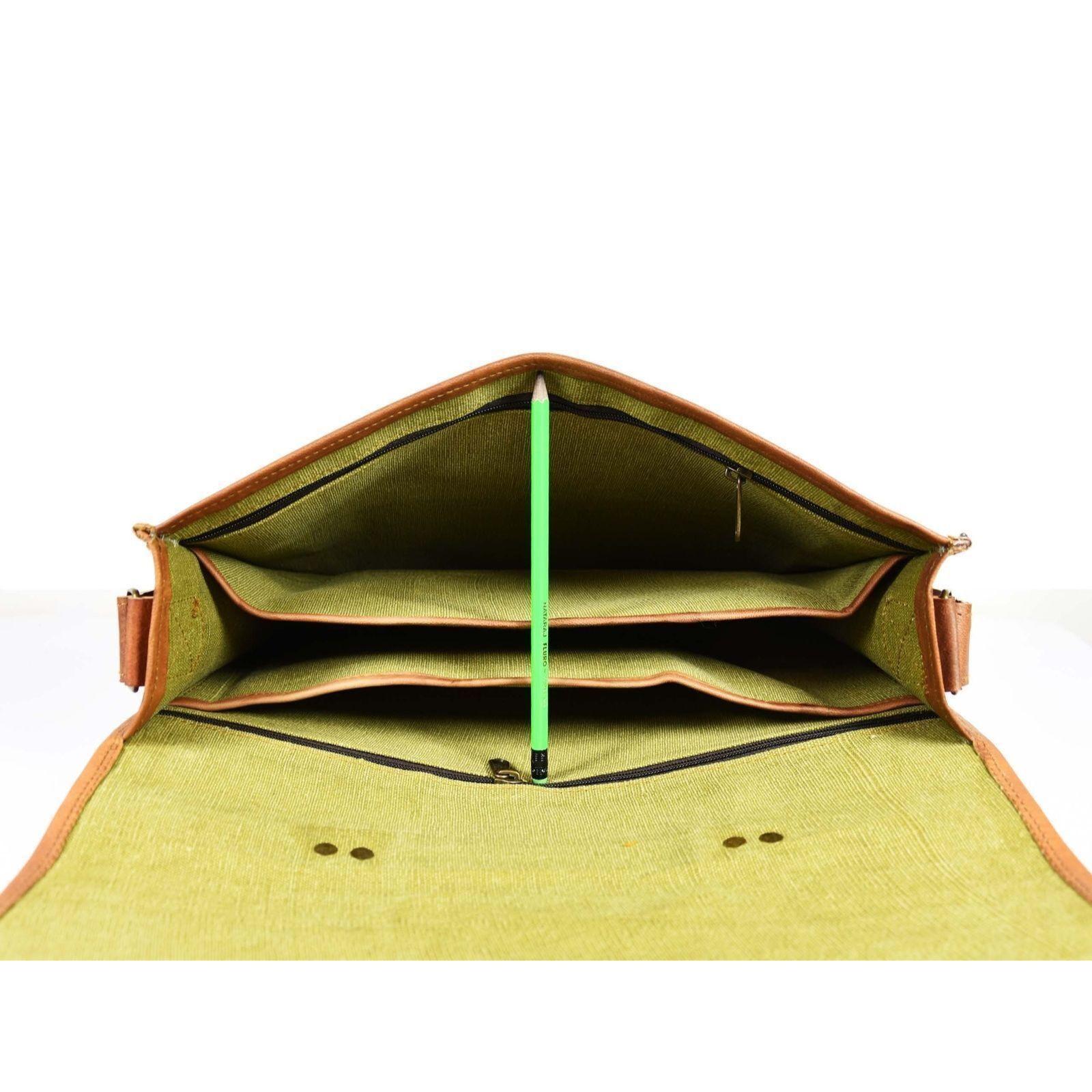 Мужская офисная сумка-мессенджер для ноутбука из козьей кожи через плечо портфель ручной — фото 4