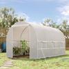 Garden Tunnel Greenhouse 8m², Tunnel Garden Greenhouse with Door and 6 Windows, PE Cover 140 G/m² 400 X 200 X 200 Cm White