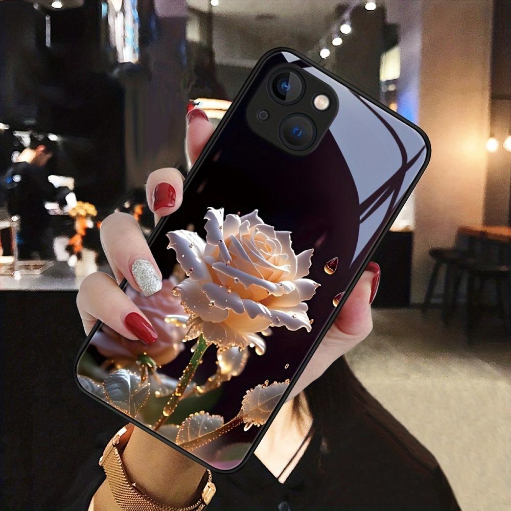 Exquisite floral pattern tempered glass phone case suitable for iPhone 17 16 15 14 13 12 11Pro/Max/Plus anti drop and shockproof