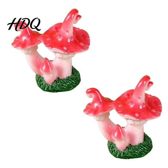 Fish Tank Waterscapes 2 Pcs Mini Mushroom Figurines Miniature Resin Figures DIY Craft Supplies for Micro Landscape Fairy Garden Aquarium,