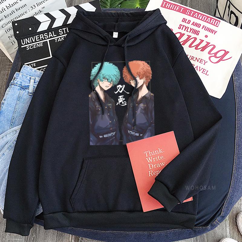 Japanese Anime Tokyo Revengers Harajuku Hoodies Manga Nahoya Kawata And Souya Kawata Twin Brothers Long Sleeve Sweatshirts