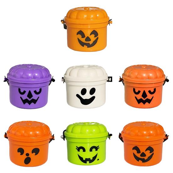 3/7Pcs Mini Pumpkin Bucket Striking Nostalgic Design Weird Atmosphere Spooky Mini Pumpkin Bucket Ornament