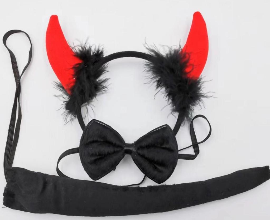Tiara Chifres de Diabo com Lantejoulas Glitter Dourado para Decoração de Apresentação de Natal e Halloween.