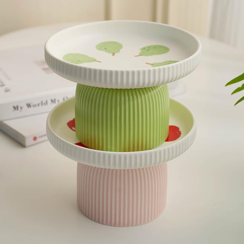 High Aesthetic Ceramic Cat Bowl with High Feet Anti Knock and Neck Protection Small and Fresh Drinking Bowl