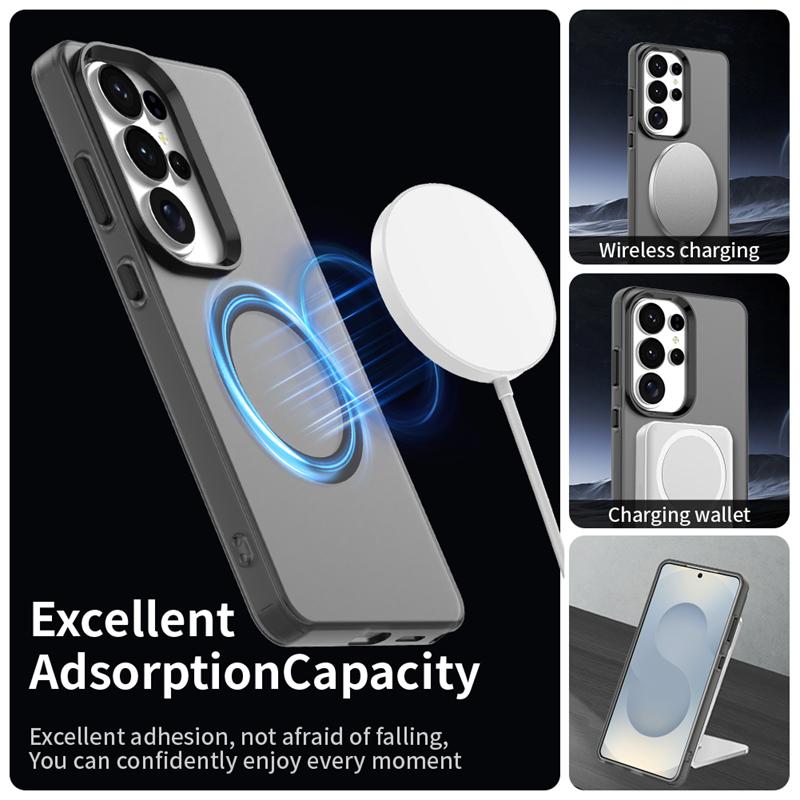 Wireless Charging Case For Samsung Galaxy S26 Ultra Case Magnetic Luxury Frosted Silicone Cover S26 Plus Ultra Cover Protector