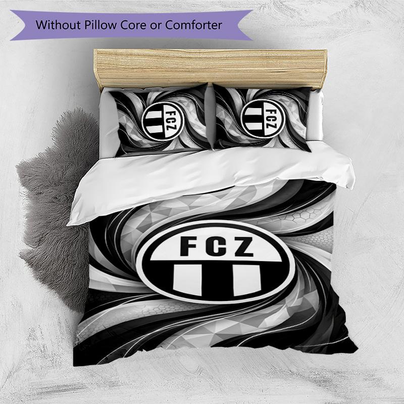 Set Lenzuola Stampato FC Zürich 3 Pezzi Copripiumino Traspirante con Federe Biancheria da Letto Decorativa per Camera da Letto Casa