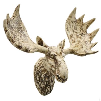 Moose Head Wall Sculpture Animal Figurine 3D Bedroom Art Living Room Gift Crafts Mount