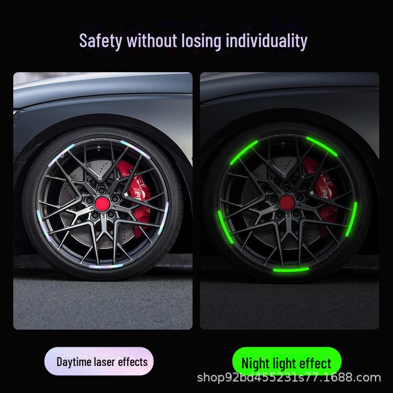 Creative Colorful Laser Wheel Stickers - Anti-Collision Tire Decals for Cars, Motorcycles, and Electric Vehicles