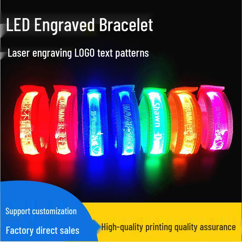 USB LED Glow Wristband: Laser Engraved Night Running Light Bracelet 25*2 cm