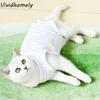 Striped Cat Pet Sterilization Suit Breathable Touch Fastener Cat Post-op Suit Anti-Licking Comfortable Dog Jumpsuit Pajamas