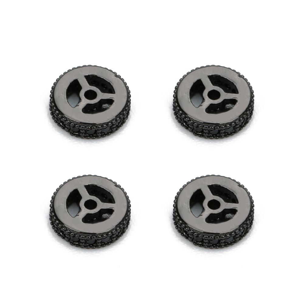 

5Pcs Micro Pave CZ Wheel Shape Spacer Beads DIY Beading Jewelry Making Spacers Supplies Round Loose Beads For Handmade Beads 6mm