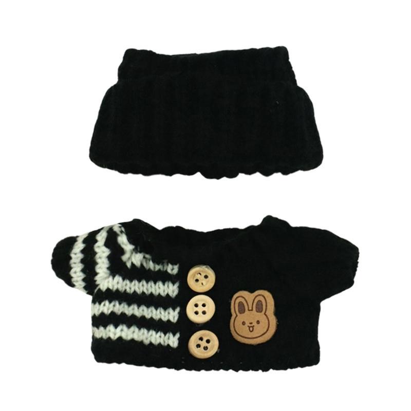 

17cm Soft Fleece Toy Winter Outfit Set Includes Weave Hat And Sweater For Display Otherwise Gift Offering чорний