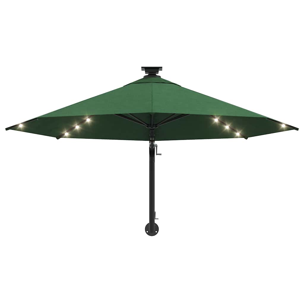 Wall Mounted Sun Umbrella with LEDs 300 cm Green