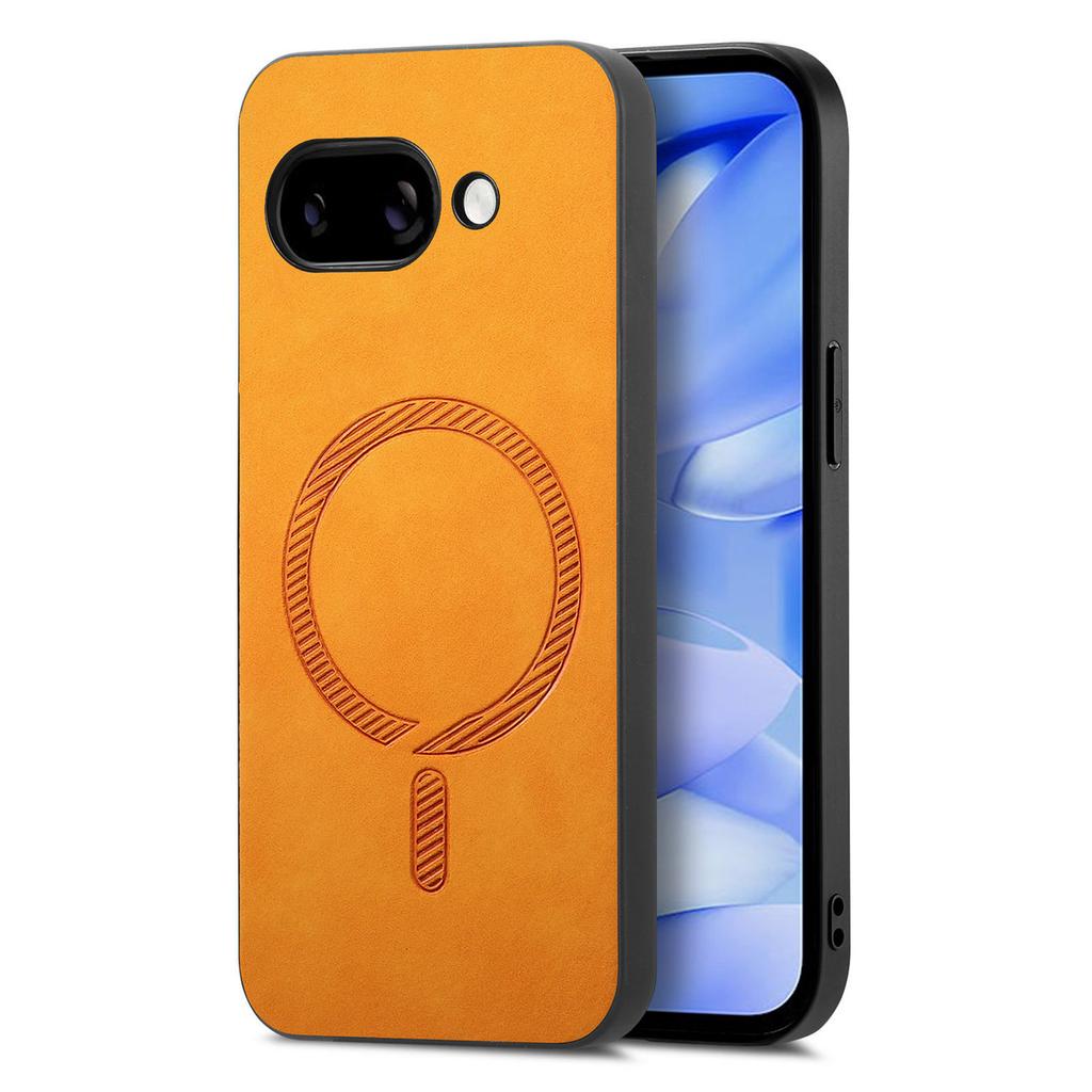 For Google Pixel 9a Leather Back Case Compatible with MagSafe Skin-touch Phone Cover