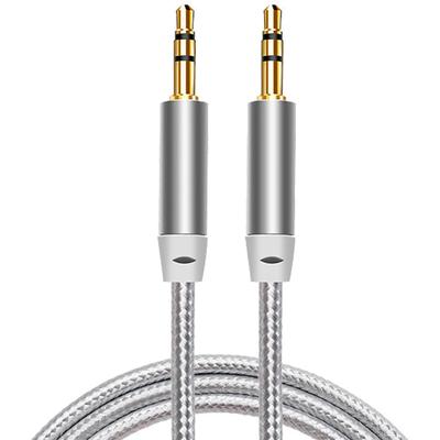 Cabo de Áudio AUX 3,5mm 1m Preto Compatível PC Smartphone Tablet iPad MP3 Fone de Ouvido Áudio do Carro Amplificador Áudio etc