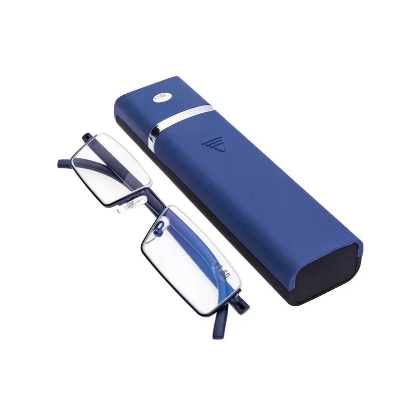 Unisex TR90 HD Prescription Eyeglasses with Case Retro Square Frame Reading Luxury Glasses Anti-Blue Light Presbyopia Eyewear