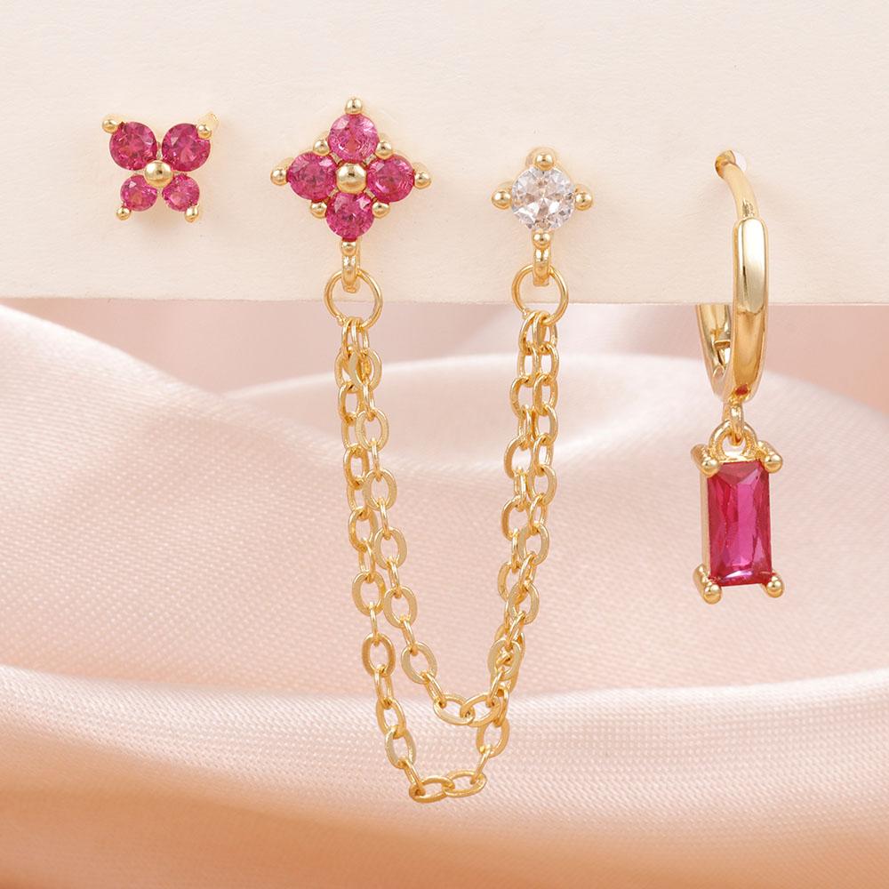 3PCS Exquisite Stainless Steel 12 Constellation Birthstone Earrings Set for Woman Cartilage Piercing Earrings Fashion Jewelry