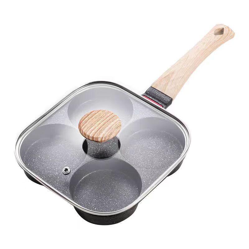 

Household 4-Hole Egg & Burger Frying Pan with Lid