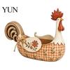 Rustic Tableware Storage Tube Vintage Farmhouse Rooster Utensil Holder, Country Cooking Tool Caddy, Floral Pastoral Style Kitchen Decor Chicken