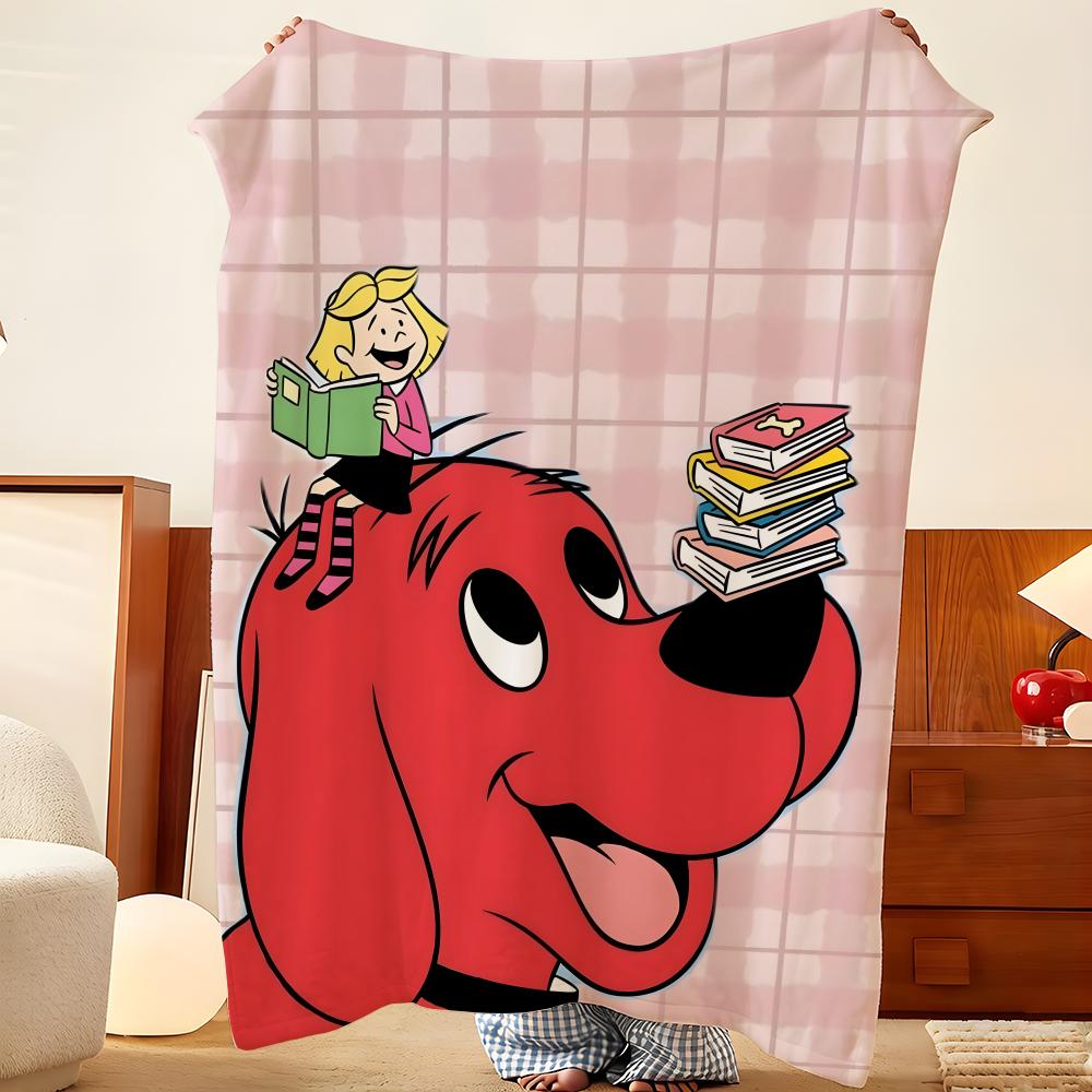 Cartoon C-Clifford the Big R-Red D-Dog Throw Flannel Throw Blanket, Lightweight Cozy, Durable Washable cute Cool