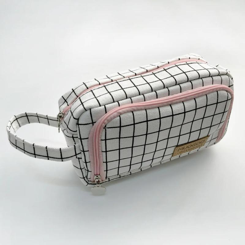 Simple Color Large Capacity Double Layer Pencil Case Stationery Eraser Storage Bag Student Office Stationery Pencil Case