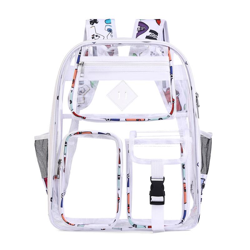 

New couple transparent shoulder jelly bag Korean version pvc backpack male and female junior high school leisure student schoolbag 32*14*42