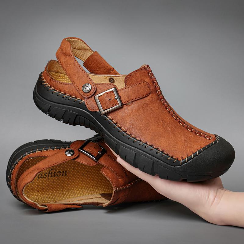 Kožené Muži Vodní Plážové sandály Léto Venkovní Ležérní Sportovní sandály s uzavřenou špičkou Protiskluzové Měkké Turistické Brodící tenisky