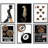 6Pcs Trendy Leopard Wall Art Prints Funky Lucky 8 Ball Posters Black Pool Wall Art Fashion Preppy Room Aesthetic Cheetah Wall Decor Pictures for