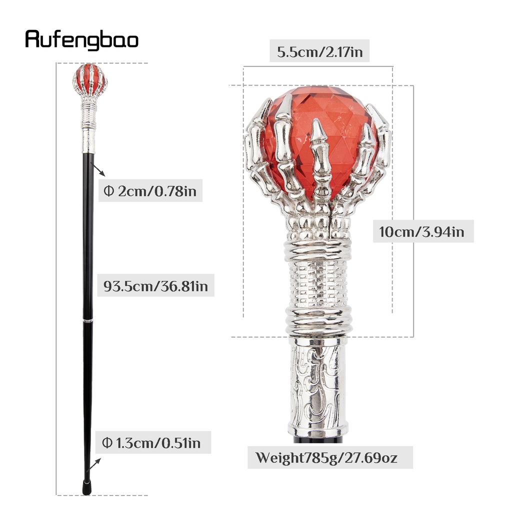 Red Glass Ball White Steampunk Cane Fashion Decorative Stick Gentleman Luxury Crosier Knob White Walking Stick 93cm