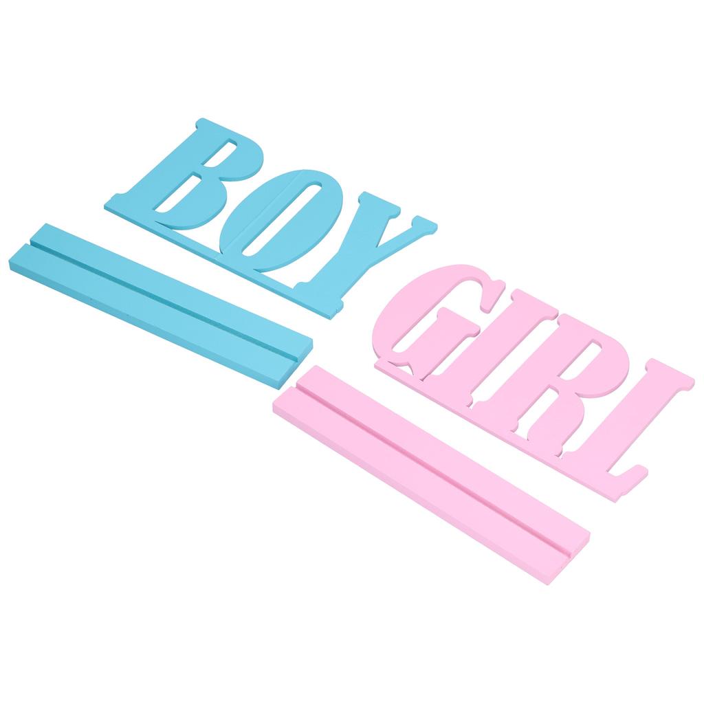 Geschlechtsenthüllung Tischdekorationen Holz Junge Mädchen Holzschilder für Babyparty Geschlechtsenthüllung Partyzubehör