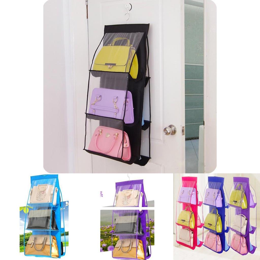 Large Capacity Non-woven Hanging Wardrobe Storage Bag For Purses In Black