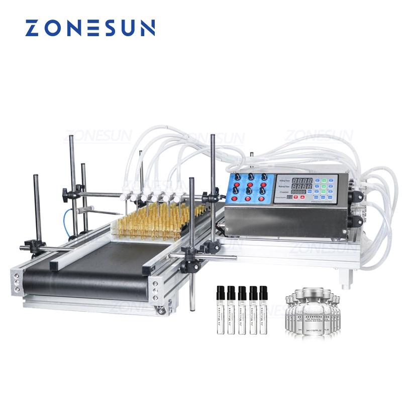 ZONESUN ZS-DTPP6B Tabletop 6-Head Liquid Filling Machine for Perfume, Essential Oil & Reagent Small Bottle Packaging