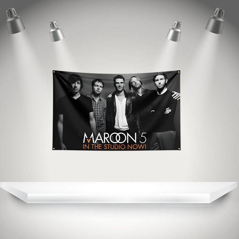 M-Maroons 5 Flag Rock Music Band Banner HD Printing Tapestry Exhibition, Music Band Fans, Garage Decor